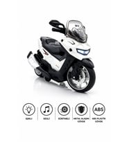 Işıklı Ve Sesli Sürtmeli Metal Oyuncak Motor 14 cm Diecast Maket Motosiklet Xmax Scooter Beyaz