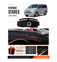 e-biz HYUNDAİ STAREX (1997-2007) Uyumlu Torpido Örtüsü, Torpido Kılıfı - Siyah-Kırmızı - HU032