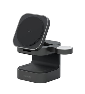 MagCube 3in1 Katlanabilir 15W Telefon Saat Airpods Masaüstü Hızlı Şarj Standı - Koyu Gri