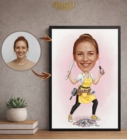 Kişiye Özel Kadın Karikatür Çerçeveli Tablo ,Kişiye Özel Çerçeveli Tablo,Hediye Tablo,Kişiye Özel Hediye (Çok Renkli)