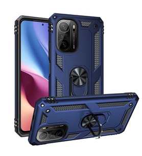 Xiaomi Mi 11İ Kılıf Metal Solid Yüzüklü Standlı Military Ring SRS (Lacivert)