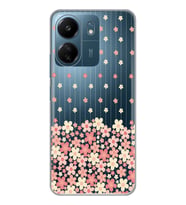 Xiaomi Redmi 13C Uyumlu Çiçek Desenli Şeffaf Telefon Kılıfı
