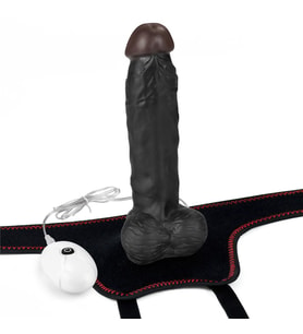 ETSMagaza 20 cm Belden Bağlamalı İçi Dolu Titreşimli Strapon Dildo