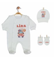 Pia Baby Gl 2206 İsme Özel Üçlü Tulum Set
