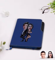 BK Gift Kişiye Özel Sevgililer Karikatürlü Lacivert Termo Deri Defter-6