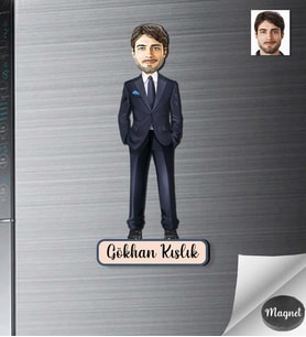 Kişiye Özel İş Adamı Ahşap Magnet -5