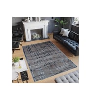 Rovigo Home Dijital Baskı Yıkanabilir Kaymaz Taban Salon Halısı RVG0472 (Gri)