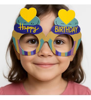 Cupcake Temalı Doğum Günü Renkli Karton Happy Birthday Gözlüğü 6 Adet