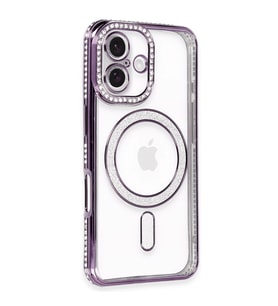 iPhone 16 Kılıf Joke Simli Magneticsafe Kılıf - Derin Mor