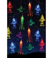 Dekoratif Çocuk Bebek Odası Led Şerit Astronot Uzay Gemisi Gezegen Temalı Pilli 10 LED'li 2 M (Çok Renkli)