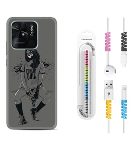Xiaomi Poco X3 Pro M4 Pro X4 Pro C40 10C Kılıf Kablo Koruma Spiral Silikon Purest Evil 1627