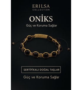 Sertifikalı Doğal Oniks Taşı Bileklik – Güç ve Koruma Sağlayan El Yapımı Enerji Takısı (Çok Renkli)