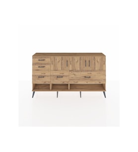 Arges Konsol 3 Raflı 5 Çekmeceli 3 Kapaklı 176x30x99 Çam-Çam