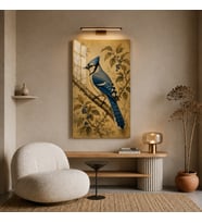 Blue Jay Mavi Alakarga Kuşu Doğa Temalı Temperli Cam Dekoratif Duvar Tablosu
