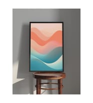 Tablo  Ahşap Çerçeveli Tablo  Çerçeveli Poster  Renkli Dalga Temalı Tablo, Modern, Soyut Tablo (Karışık)