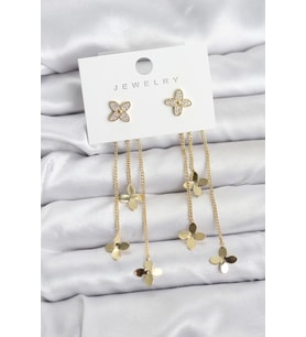 Lotus Model Gold Renk Pirinç Sallantılı Kadın Küpe 5886