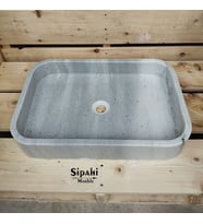 Gri Mermer Dikdörtgen Düz Lavabo
