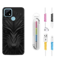 Realme C11 C21 C21Y C25Y C11 2021 Kılıf Kablo Koruma Spiral Silikon Black Fox 1325
