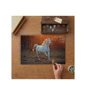 Beyaz Asil At Tasarımı 240 parça Ahşap Puzzle Ahşap Kutuda MP04734