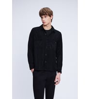 Siyah Shacket Comfort Fit Uzun Kol Fitilli Kadife Gömlek
