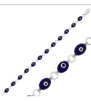 NAZAR OVAL DESEN 925 AYAR GÜMÜŞ BİLEKLİK (Karışık)