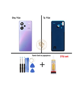 Redmi Note 13 Pro Plus 5G - Lensli Aurora Moru Uyumlu Arka Kapak + Yapıştırıcı ve Vida Seti
