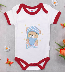 BK Kids Kişiye Özel İsimli Kırmızı Bebek Body Zıbın-7