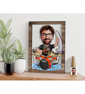 BK Gift Kişiye Özel Baterist Karikatürlü 3D Ahşap Tablo, Sevgiliye Hediye, Arkadaşa Hediye, Yıl Dönümü Hediyesi, Doğum Günü Hediyesi-1