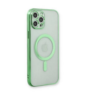 Apple İphone 12 Pro Kılıf Magneticsafe Lazer Silikon - Haki Yeşil