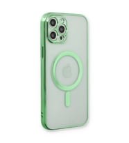 Apple İphone 12 Pro Kılıf Magneticsafe Lazer Silikon - Haki Yeşil