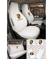 Porsche Logolu Oto Koltuk Kılıfı Ön Arka Set – Penye Likralı Universal Koltuk Koruyucu Servis Kılıfı