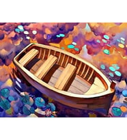 Büyülü Sandal Sayılarla Boyama Seti(40x50 cm Tuval Şasesine Gerili)