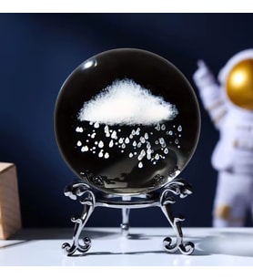 Dekoratif Metal AyaklıYağmur Bulutu 3d Cam Küre 6cm