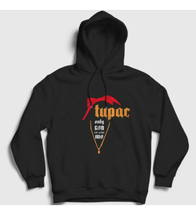 Presmono Unisex Siyah Judge Tupac Shakur Kapüşonlu Sweatshirt 46011tt