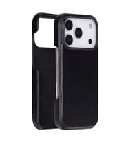 Apple iPhone 17 Pro için, Hakiki Deri, El Yapımı Kılıf, Magsafe ile uyumlu, İç Yüzeyi Kadife, Kömür Siyah