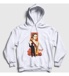 Presmono Unisex Beyaz Dolores Westworld Kapüşonlu Sweatshirt 223191tt
