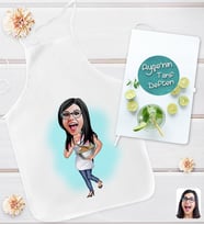 BK Gift Kişiye Özel Karikatürlü Aşçı Anne Tasarımlı Mutfak Önlüğü ve Yemek Tarif Defteri Hediye Seti-1, Anneye Hediye, Anneler Günü Hediyeleri