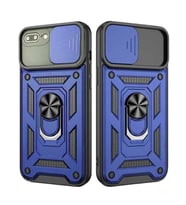 Apple iPhone 7 Plus / 8 Plus Uyumlu Kızaklı Kamera Korumalı Tank Kılıf (Mavi)
