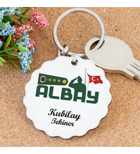 İsme Özel Albay Papatya Anahtarlık