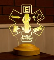 Eczacılar Günü Hediyesi, Eczacılara Özel İsimli Hediye, Eczane Logolu Kişiye Özel Led Lamba, Eczacı Teknisyenine Hediye