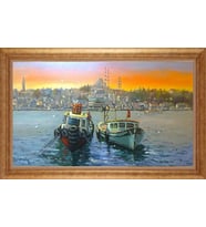 Çerçeveli Paspartulu Manzara Tablo ah1320 (Gold)