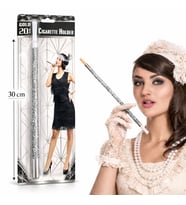 30 cm Gümüş Payetli Sigara Tutacağı – 1920’ler Gatsby Parti Aksesuarı