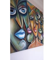 Himarry MERAL AYDIN Pamuklu kumaş üzerine akrilik soyut resim çalışması 100x140 cm