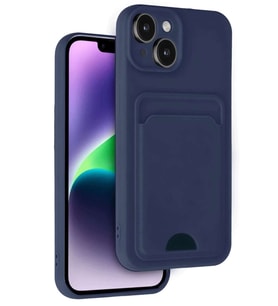iPhone 14 Kılıf Kelvin Kartvizitli Silikon - Lacivert