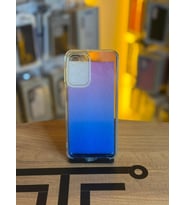 Samsung A23 Uyumlu Parıltılı Desenli Renkli Şeffaf Silikon Kılıf (Mavi-Pembe)