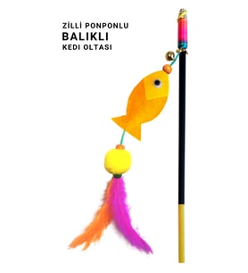 Balıklı Ponponlu Zilli Kedi Oltası