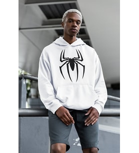 Örümcek Adam Logo Baskılı Unisex Oversize Spider Man Hoodie