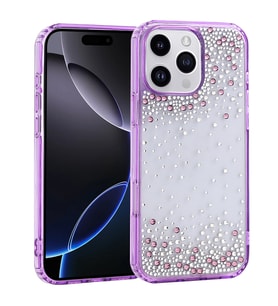 iPhone 16 Pro Max Kılıf Airbag Tasarımlı Damla Taşlı Şeffaf Pera Silikon Kılıf