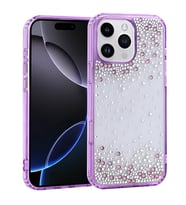 iPhone 16 Pro Max Kılıf Airbag Tasarımlı Damla Taşlı Şeffaf Pera Silikon Kılıf