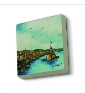 Kız Kulesi Baskılı Doğaltaş  Magnet(KRT-019)